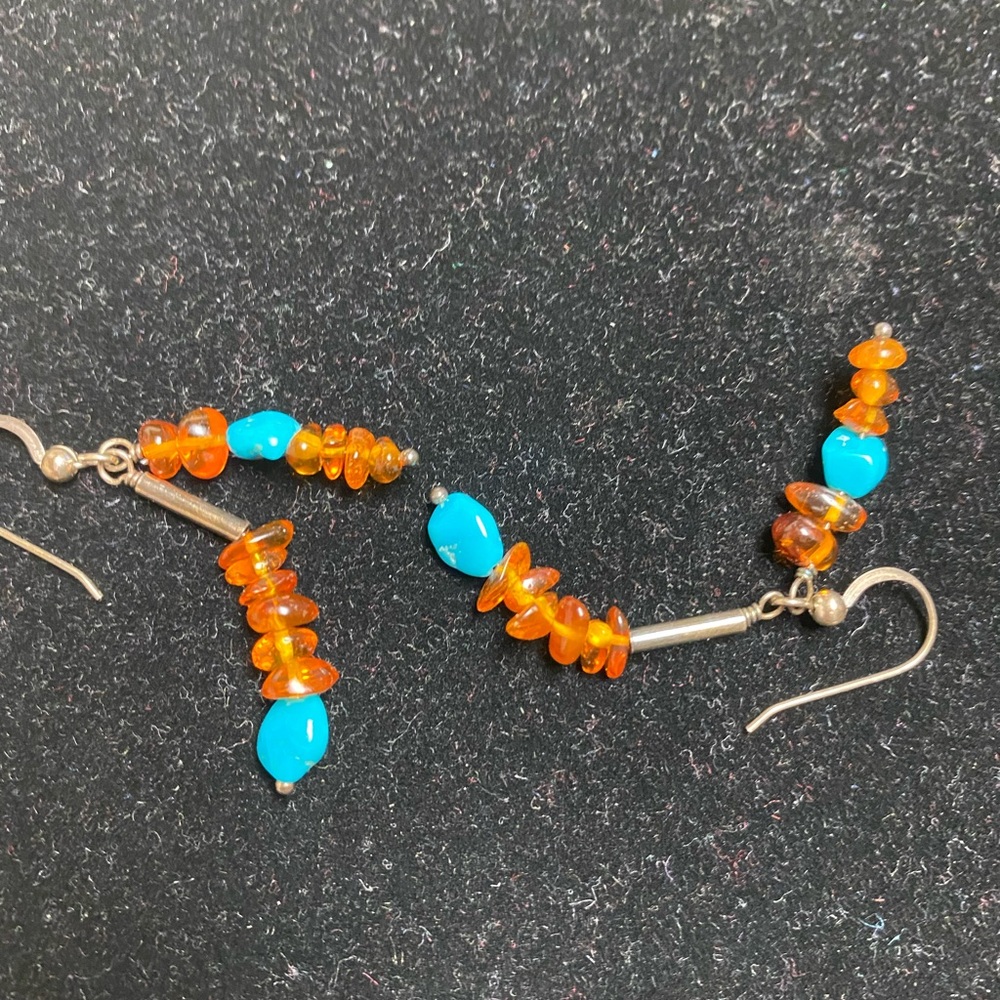 Jay King Turquoise and Amber Earrings